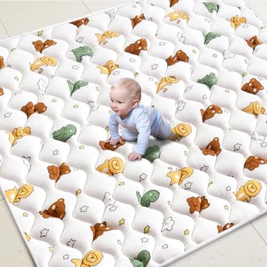 Premium Foam Baby Play Mat for Floor 79" X 71", Extra Large Soft Thicker Activity Playmats for Babies, Toddlers, Infants, Play & Tummy Time, Foldable & Machine Washable Baby Crawling Mat - Image 1