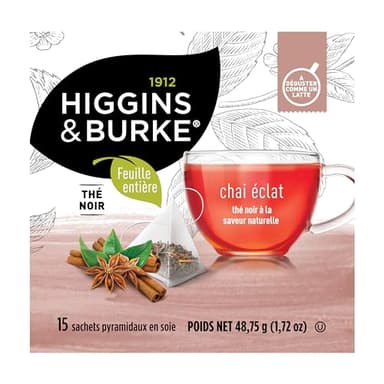 Higgins & Burke Chai Glow, Naturally Flavored Black Tea Blend, 15 Count (Pack of 6), 90 Total Tea Bags - Image 4