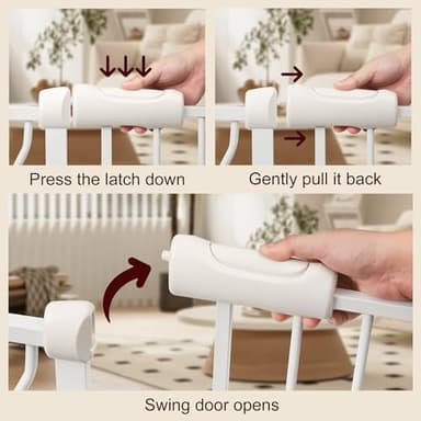 Extra Wide Baby Gate 66.9-71.65 Pressure Mounted,Child Dog Pet Safety Gates with Walk Through Door for Doorways Stairs No Drilling in Door,White - Image 4