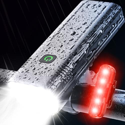 YANRI Bike Lights 8 LED Lights for Night Riding, 1500 Lumen Ultra Bright Bicycle Light Set, Rechargeable Waterproof Multi-Function for Kids Adults - Image 1