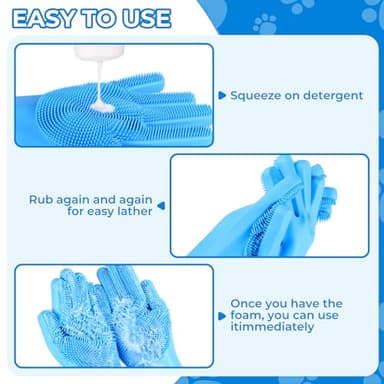 IDQQUQQ 2PCS dog washing gloves and dog bath brush, 2-in-1 pet shower set | Suitable for dogs, cats, bath massage, and pet grooming - Image 8
