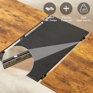 VECELO 3-Piece 63" Extendable Kitchen Table with Benches/Chairs, Modern Breakfast Dinette/Dining Room Set for 4/6/2, Small Space Saving Design, Easy Assembly - Image 3