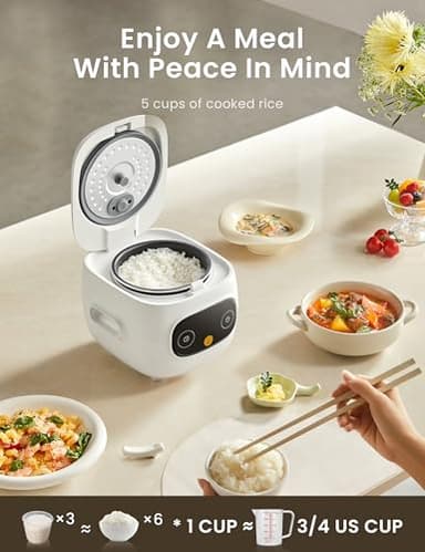 COMFEE' Mini Rice Cooker 4 Cups Cooked/2 Cups Uncooked, Portable Non-Stick rice maker, 24 hours Timer Delay, 6 Functions, Fast Cooker, Brown Rice, Oatmeal, White - Image 4