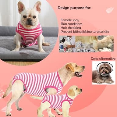 Sychien Dog Recovery Suit Post Surgery Shirt,Small Female Spay Wound Protective Surgical Suit,Pink S - Image 2