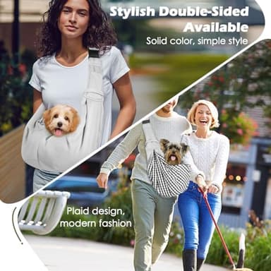Pawaboo Small Dog Sling Carrier, Reversible Hands Free Dog Sling Carrier for Small Dogs and Cats, Puppy Sling Carrier with Adjustable Strap Buckle & Safety Harness, Puppy Essentials, Grey - Image 5