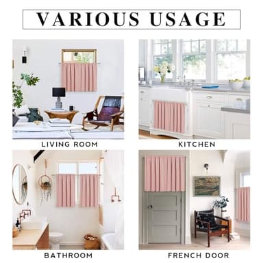 RYB HOME Small Curtains Blackout - Privacy Energy Efficiency Mini Curtains for Kids Bedroom RV Camper Windows Trailer Bathroom Kitchen Cabinet Window Tiers, W 29 x L 36, Peach Blush, 2 Panels - Image 7