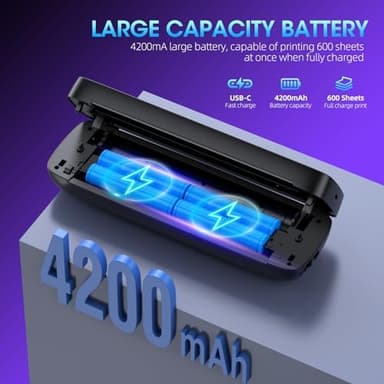 Inkless Portable Printer Wireless for Travel - 504DPI High Resolution, Thermal Mini for A4/A5/US Letter, Bluetooth & USB, Sex Toys Dildo,Lightweight Wireless Printer for Home/Office, Black - Image 5