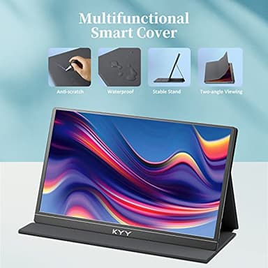 KYY Portable Monitor 15.6'' 1080P FHD USB-C Laptop Monitors w/Smart Cover & Dual Speaker, HDMI Computer Display IPS HDR External Gaming Monitor for PC Phone Mac Xbox PS4 Switch[Upgraded] - Image 6