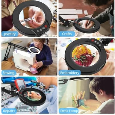 Coyeth 10X Magnifying Glass with Light and Clamp, Real Glass Stand Lighted Magnifier, 5 Color Modes Stepless Dimmable LED Desk Lamp Hands Free for Crafts Hobby Reading Painting Sewing Close Work - Image 7