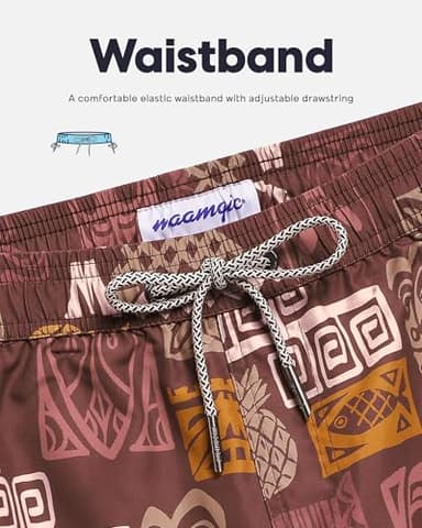 maamgic Mens Swim Trunks Quick Dry Swim Shorts with Mesh Lining Funny Swimwear Bathing Suits 7inch Brown Totem Medium - Image 4