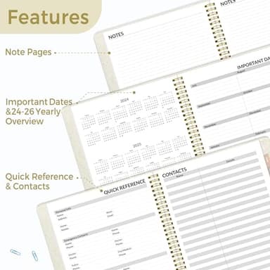 SUNEE 2025-2026 Weekly & Monthly Planner 9"x11.2" - 12 Month (July 2025 - June 2026), Linen Cover Planner Academic Year Calendar, Pocket, Notes, Monthly Tab, Beige - Image 6