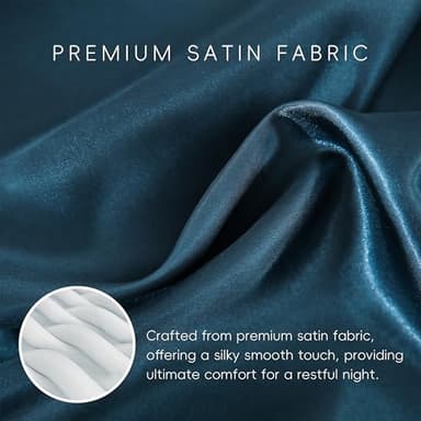 Sleeplite 4 Piece Luxury Satin Bed Sheets Set with Pillowcases - Ultra Soft & Silky, Hypoallergenic & Wrinkle-Free, Hotel Quality Comfort Bedding, Size Full, Navy Blue - Image 5