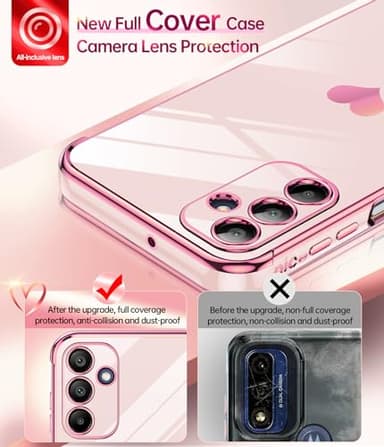 LeYi for Galaxy A15-5G Phone Case: with Tempered Glass Screen Protector [2 Pcs]+ Full Camera Lens Protection, Love Heart Plating Girly Women Luxury Shockproof Android A 15, Pink - Image 2
