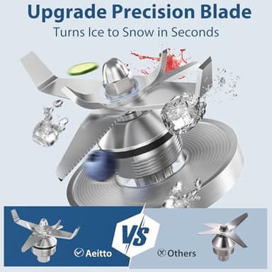 Aeitto Blenders for Kitchen with 68Oz. Large Capacity, 1800W Max Power Smoothie blender, 3 Preset Programs & 7 Speeds, Professional Countertop Blender for Smoothies, Frozen Drinks, Generation1 Black - Image 3