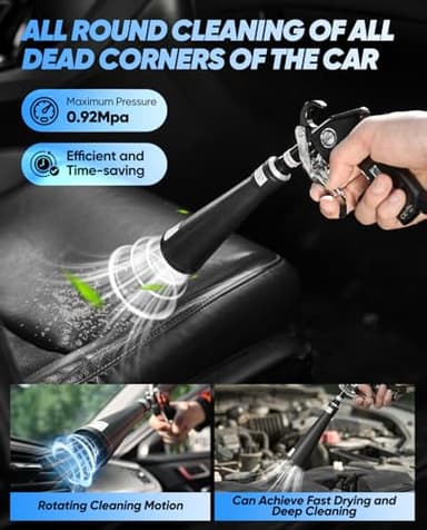 Saker Dry Cleaning Gun,Car Air Blow Gun,Car Cleaning Gun Quickly Removes Surface Dirt and Dust, Air Gun Works with Air Compressor(2 Set Nozzle) - Image 2