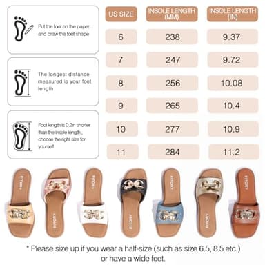 FITORY Women's Flat Sandals Fashion Slides With Soft Leather Slippers for White Summer Size 7 - Image 5