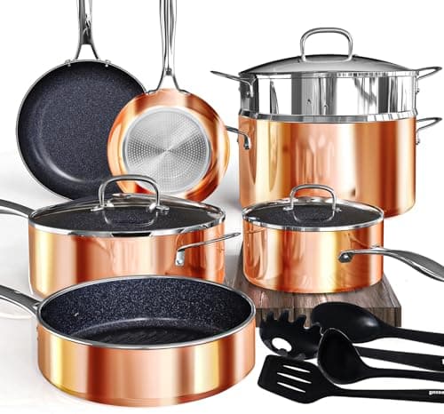 Deluxe DUXANO 14PC Healthy Pots and Pan With 9H Anti-scratch Coating, 2-Layer Non-Stick Ceramic&PFAS Free, Sensitively&Evenly Induction Cooking, Enhanced Flavor with Infrared Cookware, Dishwasher Safe - Image 1