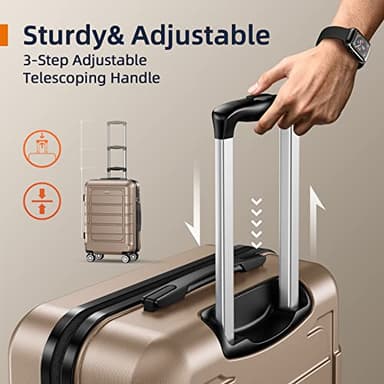 SHOWKOO Luggage Sets Expandable PC+ABS Durable Suitcase Double Wheels TSA Lock 3pcs, Champagne - Image 6