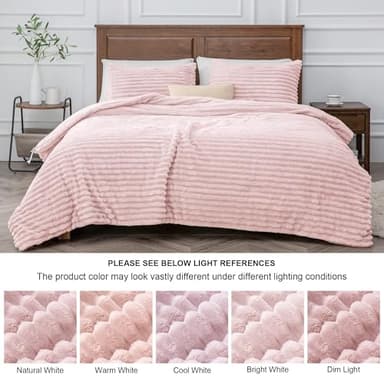 BEDELITE Fleece California King Comforter Set -Super Soft & Warm Fluffy Pink Bedding, Luxury Fuzzy Heavy Bed Set for Winter with 2 Pillow Cases - Image 8