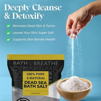 Aromasong Dead Sea Salt - Spa Bath Salt - 19 Lbs Fine Grain Bulk - 100% Pure - Better Absorbing Than Epsom Salt - Soak for Women & Men for Skin Issues and to Relax Tired Muscles - Resealable Pack. - Image 4