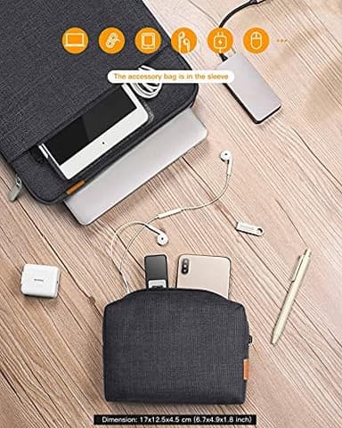 Inateck 360° Protective Laptop Bag with Accessory Bag, Compatible with 14-inch MacBook Pro/Max M4 M3 M2 M1 2021-2024, Black Gray - Image 5