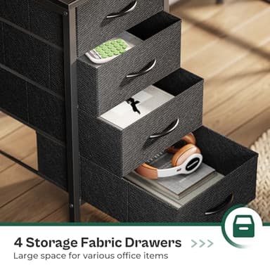 Huuger 47 Inch Computer Desk with Power Outlets and LED Lights, Gaming Desk with 4 Drawers, Office Desk with Monitor Stand, Study Work Home Office, Small Spaces, Black - Image 5