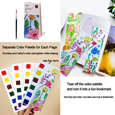 JUNQIU Watercolor Coloring Books for Kids Ages 4-8, Pocket Watercolor Painting Book for Toddlers, Arts and Crafts Kit Easter Basket Stuffers For Girls Boys - Image 4