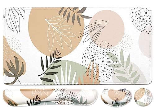 Keyboard Mouse Pad Set, Extended Mouse Pad+Keyboard Wrist Rest Support, Memory Foam Ergonomic Easy Typing, 4Pcs (35.4×15.7 in) Desk Pad Set for Home Office Study Game - Minimalist - Image 1