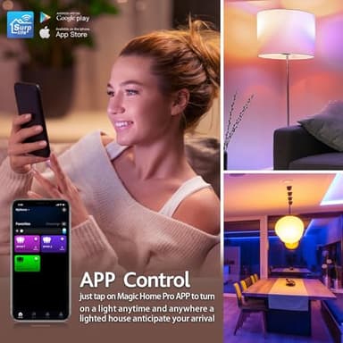 Smart Light Bulbs with Remote, 16Million Colors RGBW Dimmable WiFi Bluetooth Smart Bulbs Led Color Changing Light Bulbs Compatible with Alexa Google Home, A19, E26 9W 800 Lumens Equivalent 60W (4) - Image 6