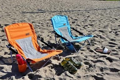 Nice C Adults Low Beach Chair, Sling, Folding, Portable, Concert, Kids, Boat, Sand Chair with Cup Holder & Carry Bag (2 Pack of Blue) - Image 7