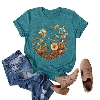 GEMLON Pine Tree Tshirt Women Graphic Hiking Camping Retro Tee Casual Short Sleeve Summer Crewneck Top - Image 1