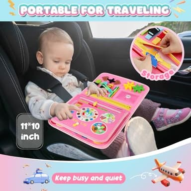 URMYWO Toddler Busy Board - Busy Book Montessori Toys for 1 2 3 4 Year Old - Preschool Learning Activities with Alphabet Number Animal, Educational Travel Toys Birthday Gifts for Kids - Image 4