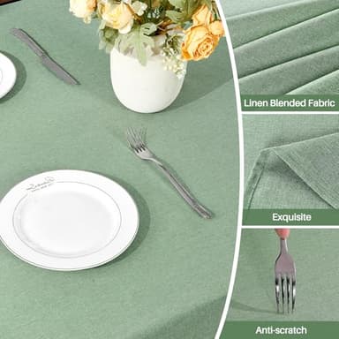 IVAPUPU Textured Linen Table Cloth for Rectangle Table - Sage Green Tablecloths Rectangular Waterproof Wrinkle Free Wipeable Dining Cover for Spring Wedding Birthday Kitchen Decor, 60 x 120 Inch - Image 5