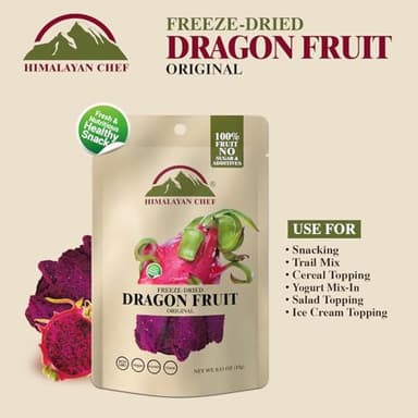 Himalayan Chef Freeze-Dried Dragon Fruit 15g/Each (Pack of 10) | Organic Dried Fruit Snacks, Healthy Snack for Kids & Adults, Freeze-Dried Fruit - Image 2