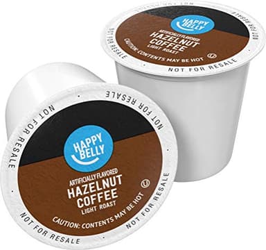 Amazon Brand - Happy Belly Light Roast Coffee Pods, Hazelnut Flavored, Compatible with Keurig 2.0 K-Cup Brewers, 100 Count - Image 1
