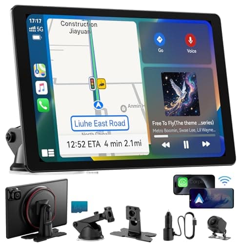 11" Extra Large Wireless Apple CarPlay Screen for Car – Ultra-Slim 0.16 Inch Touchscreen Car Stereo with Android Auto, 4K Dash Cam, 1080p Backup Camera, GPS, Mirror Link, Voice Control - Image 1