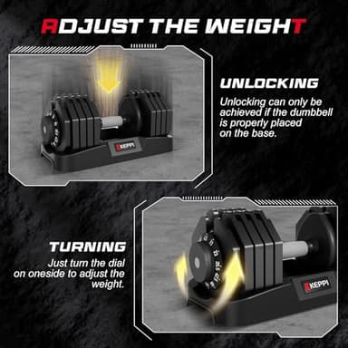 Keppi Adjustable Dumbbells Set, 60lb Pair Dumbbells with Anti-Slip Metal Handle for Exercise & Fitness Fast Adjust Weight for Full Body Workout Fitness - Image 4