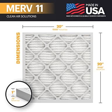 BNX TruFilter 20x20x1 Air Filter MERV 11 (6-Pack) - MADE IN USA - Allergen Defense Electrostatic Pleated Air Conditioner HVAC AC Furnace Filters for Allergies, Dust, Pet, Smoke, Allergy MPR 1200 FPR 7 - Image 2