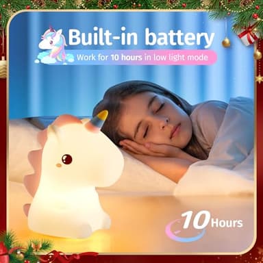 One Fire 【Unicorns Gifts for Girls】 Unicorn Night Light for Kids, 16 Colors & Remote Control Baby Night Light, Rechargeable Unicorn Lamp Girls Night Light, Cute Gifts for Kids Gifts Teen Girl Gifts - Image 7