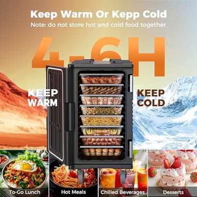 127QT Catering Food Warmers with Swivel Casters, 304 Stainless Steel Latch and Door Shaft, Insulated Food Carrier for 8 Full-Size Pans (NOT Included), Hot Boxes for Catering Gathering Restaurant Event - Image 2