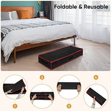 BALEINE Wrapping Paper Storage Organizer, 40" Durable 600D Oxford Fabric Gift Wrap Storage Bag with Flexible Partitions for Ribbon, Holiday Accessories (Black/Red) - Image 6