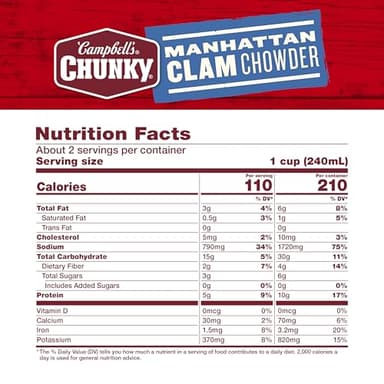 Campbell's Chunky Soup, Manhattan Clam Chowder, 18.8 oz can (Case of 12) - Image 2