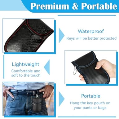 Hoiny 2 Pack Faraday Key Fob Protector, Premium Car RFID Signal Blocking Pouch, Secure Faraday Bag for Car Key Fob, Anti-Theft Case (Red+Blue, Small) - Image 4