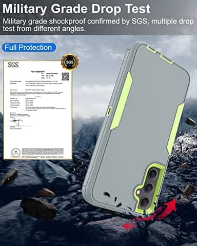 Dahkoiz for Samsung Galaxy A24 4G Case, with Glass Screen Protector, Dustproof Port Cover, Magnetic Car Mount Support, Full-Body Silicone Rubber Drop-Proof Non-Slip Phone Case, Green/Grey - Image 8