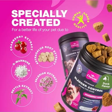 Dog UTI Treatment - Dog Cranberry Supplement for Urinary Tract, Bladder & Kidney Health, Incontinence Support - Bladder Control Cranberry Chews - Cranberry Supplement for Dog Incontinence - Image 4