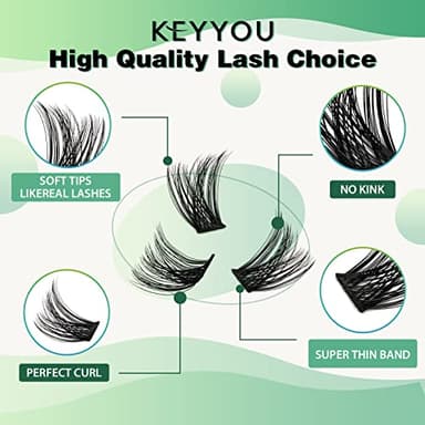 Lash Clusters,96 Pcs Cluster Lashes D Curl 10-18MIX DIY Lash Extensions Eyelash Clusters,KEYYOU Volume Wispy Individual Lashes Soft&Comfortable Easy DIY at Home(Y01,D-10-18MIX) - Image 3