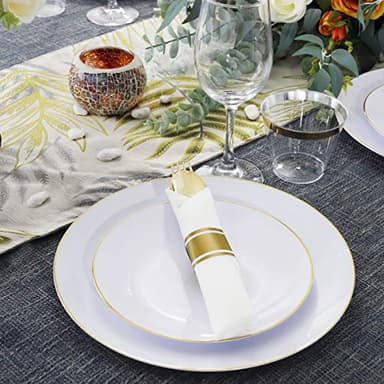 Supernal 60 Pack Pre Rolled Napkins with Gold Plastic Silverware, Premium Disposable Gold Wrapped Cutlery Set Includes: 60 Forks 60 Knives 60 Spoons 60 Napkin for Party - Image 5