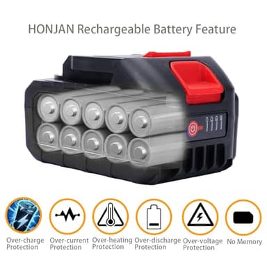 HONJAN 4.0Ah 21V Replacement Rechargeable Li-ion Battery with Level Indicator for Cordless Paint Sprayer Tire Inflator Compatible with Most Makita Interface Battery Cordless Power Tools - Image 5