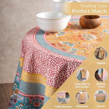 Maison d' Hermine Table Cloth Round Table 100% Cotton 69 Inches Tablecloth Reusable Decorative Everyday Use for Dining Room, Farmhouse, Home, Party, Festive & Wedding Spring Summer - Marquise - Image 6