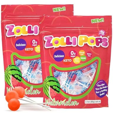 Zollipops Clean Teeth Pops Sugar Free Candy with Xylitol, Dye-Free Lollipops - Keto & Diabetic-Friendly, Dentist-Approved Treats for Kids (Watermelon 3.1 oz, Pack of 2) - Image 1
